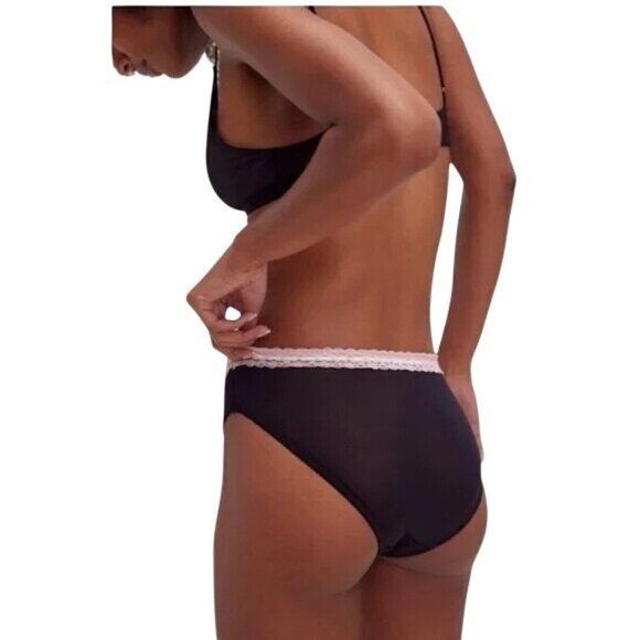 Free People So Sweet Lace Bikini Panties Underwear Black High-Waist Medium - Picture 3 of 6